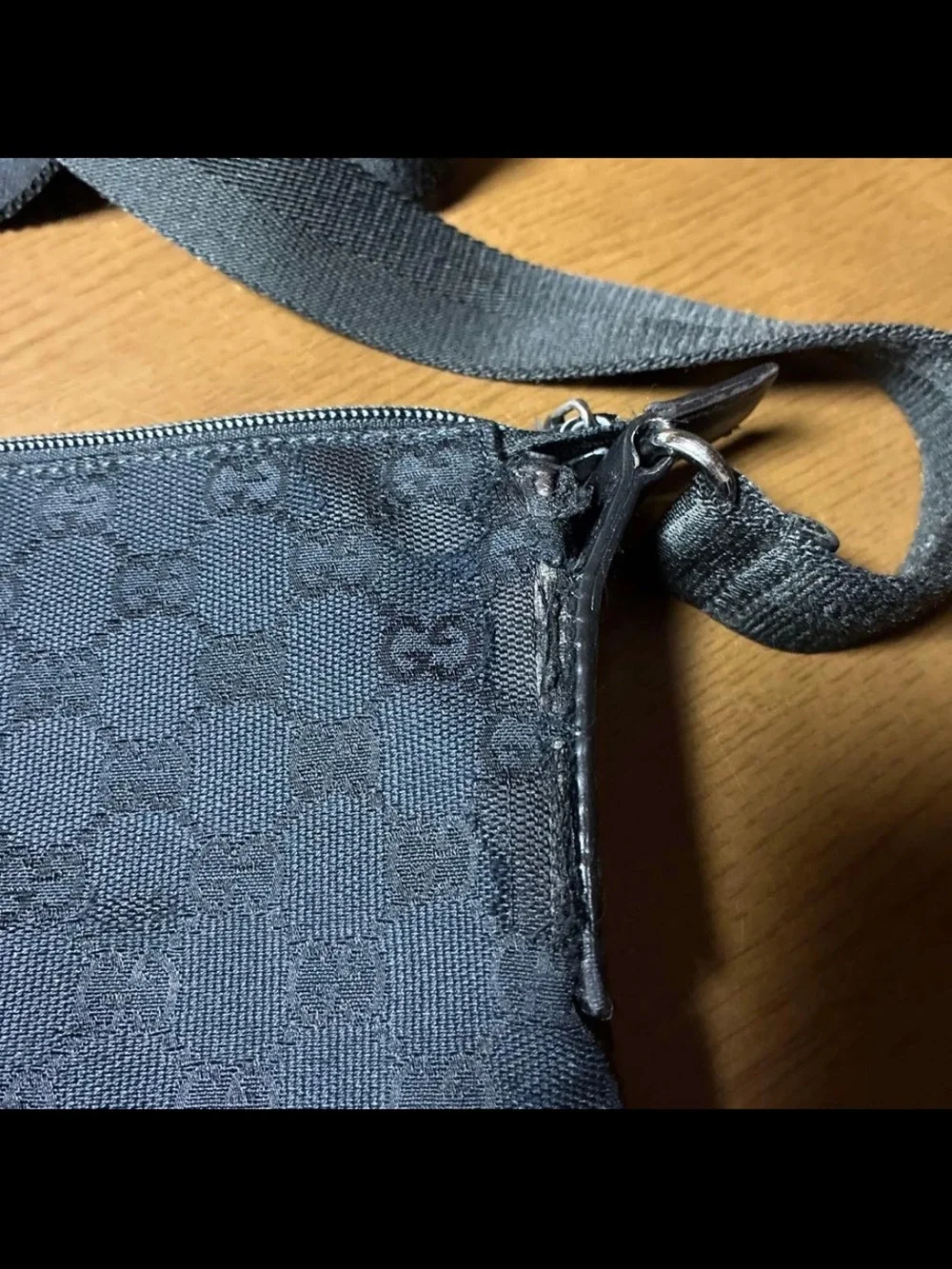Gucci Black Monogram Messenger Crossbody Bag